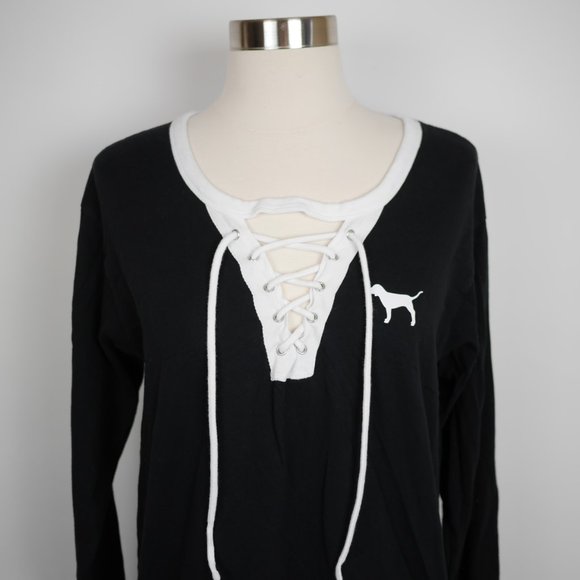 VS PINK Black dog logo long sleeve T-shirt loose - Picture 2 of 9